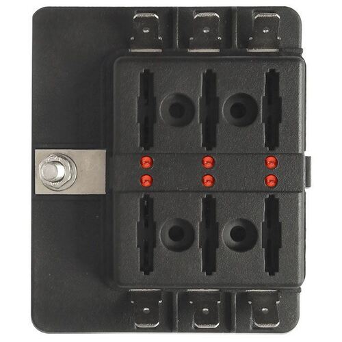 32Vdc 6 Way Ats Fuse Block Clear Cover 85 X 70Mm Fuse Blown: Red Led On
