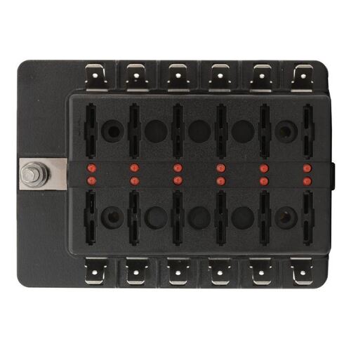 32Vdc 12 Way Ats Fuse Block Clear Cover 85 X 115Mm Fuse Blown: Red Led On