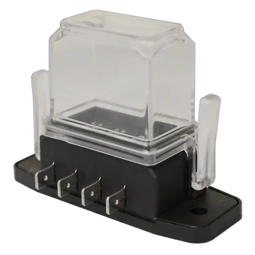4 Way Mini/ Ats&C/B Fuse Block With Tall W/Proof Clear Cover