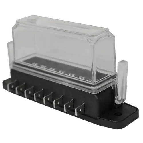 8 Way Mini/ Ats&C/B Fuse Block With Tall W/Proof Clear Cover