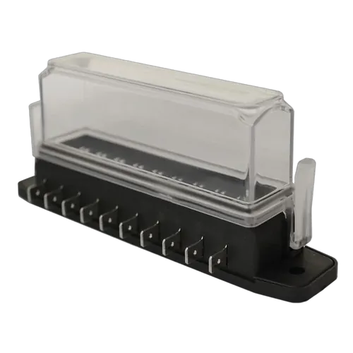 10 Way Mini/ Ats&Cb Fuse Block With Tall W/Proof Clear Cover