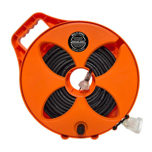 Flat Out Premium Extension Lead on Multi-Reel Safety Orange 15A 20m