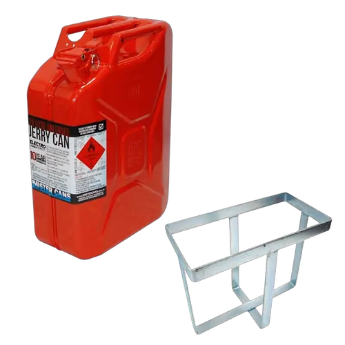 Red Metal Jerry Can 20 Litre for Unleaded Plus Jerry Can Holder