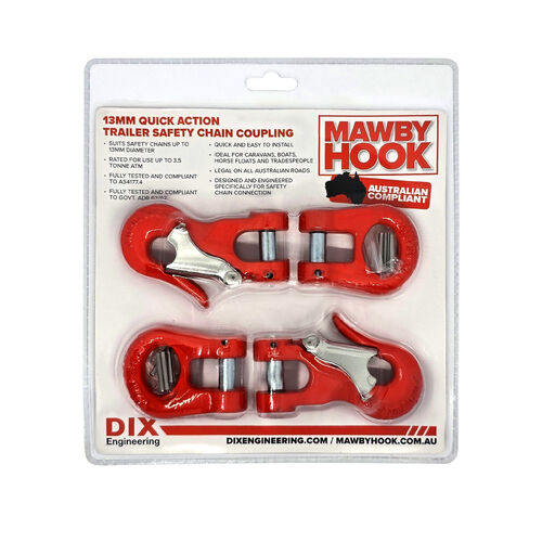 Mawby Hook Trailer Safety Chain Coupling 13mm 2pk