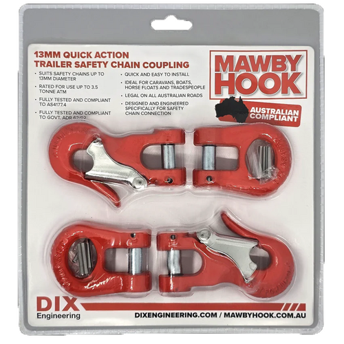 Mawby Hook Trailer Safety Chain Coupling 13mm 2pk