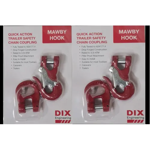 Dix Engineering Mawby Hook Trailer Safety Chain Coupling - Pair