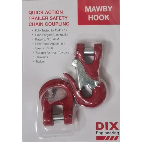 Dix Engineering Mawby Hook Trailer Safety Chain Coupling - Single