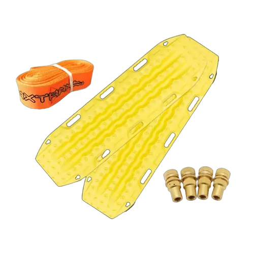 MAXTRAX MKII Blaze Yellow Recovery Tracks With Brass Tyre Deflators