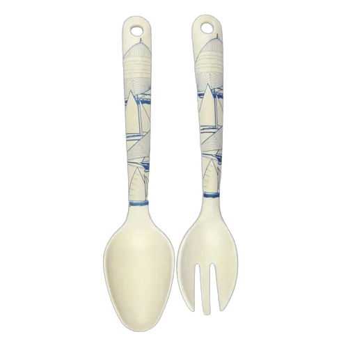 NautiGo Bamboo Salad Servers - 'Sail Away'