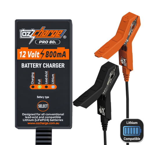 Ozcharge 12V 0.8A Battery Charger Pro + Lithium