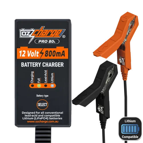 Ozcharge 12V 0.8A Battery Charger Pro + Lithium