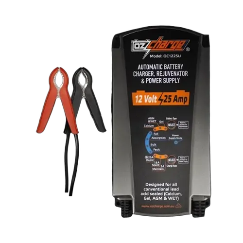 OzCharge 12V 25A Battery Charger, Maintainer & Power Supply