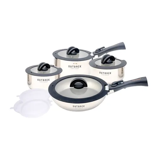 Outback Explorer Smart Storage Stainless Steel Pots & 28cm Fry Pan Set