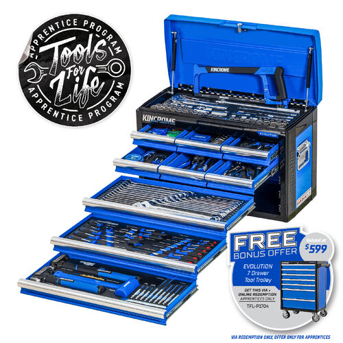 Kincrome EVOLUTION Chest Tool Kit 222 Piece 9 Drawer (26”)
