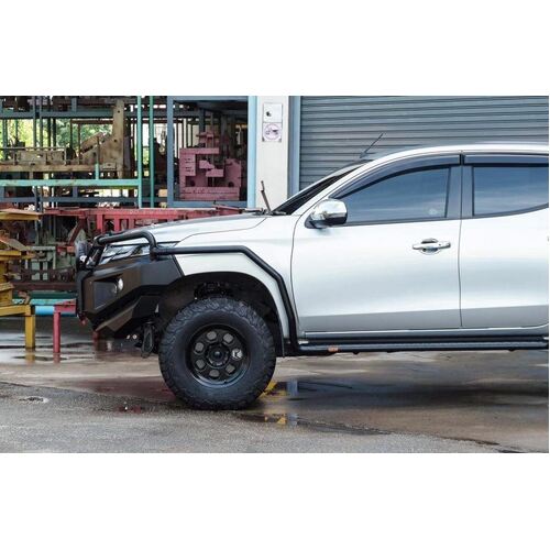 Piak Side Steps Curved Down AL Checker Plate Black To Suit Ford Ranger PXI / PXII / PXIII
