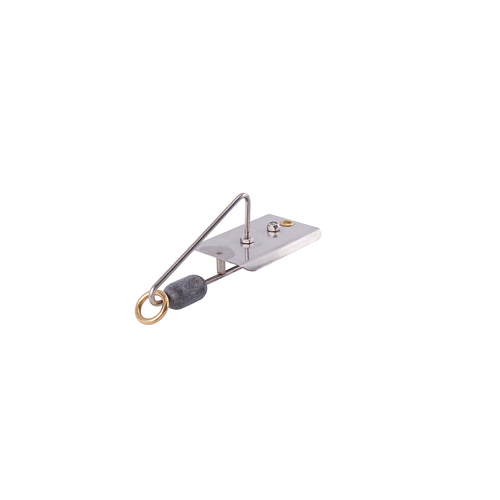 Hookem Planer/Paravane - Weighted Diving Plate - 75mm Long X 50mm Wide - Stainless Steel