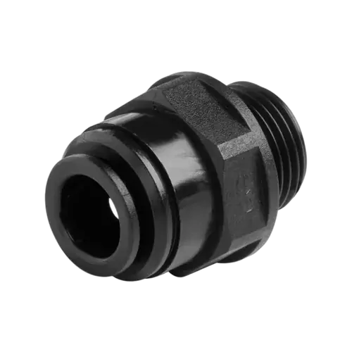 John Guest Series 01 Plastic Straight Male Adaptor, 12mm JG Push-On, 12mm Pipe To 3/8" Male BSP, Short Thread