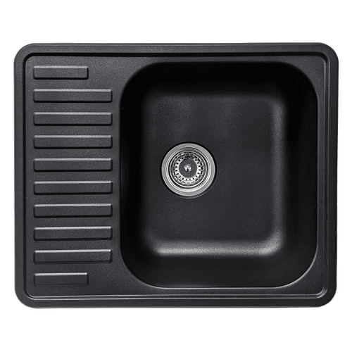 NCE 585MM NCE ONE PIECE BLACK SQUARE SINK WITH DRAIN