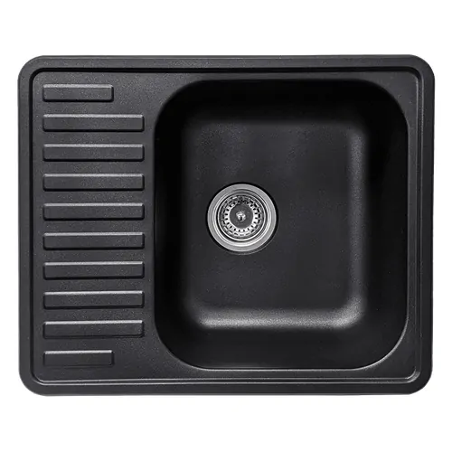 NCE One Piece Square Sink w/ Drain 585mm Black