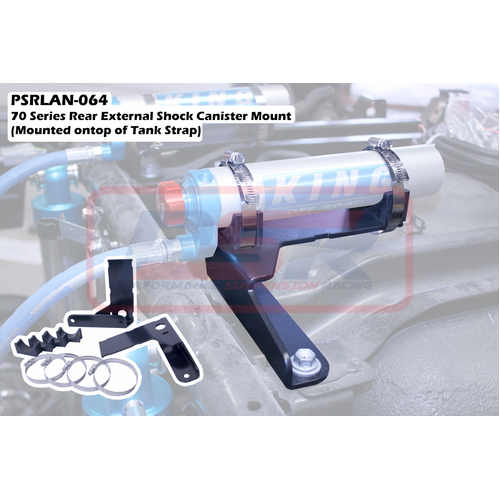 Performance Suspension Racing Rear External Shock Reservoir Mount (Mounted on top of Tank Strap) to suit Toyota Landcruiser 70 Series