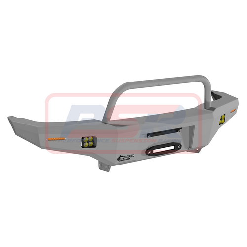 PSR Ambush Bar Nissan Patrol GU Series 1-2-3 Ambush Satin Black Single Hoop Bar, Slimline Black Fairlead