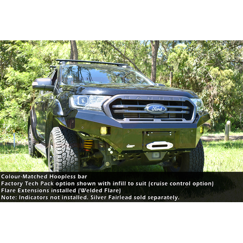 PSR Ambush Bar Ford Ranger PX MK3 8/18-ON Ambush Customer Painted Hoopless Bar, Infill (No Body Lift), Guards, Slim Black Fairlead, Tech, Factory Ext,