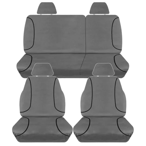 Tuff Terrain Canvas Grey Seat Covers to Suit Nissan Navara D40 ST Dual Cab 11/11-15 FRONT/REAR