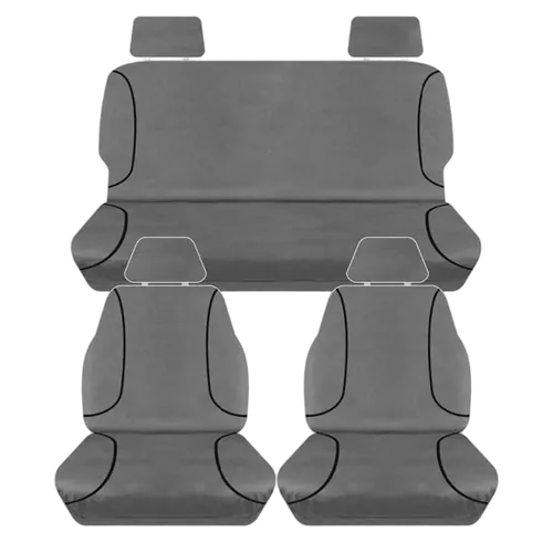 Tuff Terrain Canvas Grey Seat Covers to Suit Nissan Navara D23 NP300 Series 1/2 DX RX ST ST-X Dual Cab 03/15-10/17 FRONT/REAR