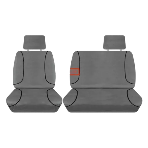 Tuff Terrain Canvas Grey Seat Covers to Suit Toyota Hilux Workmate Dual Cab 05/05-06/15 FRONT/REAR
