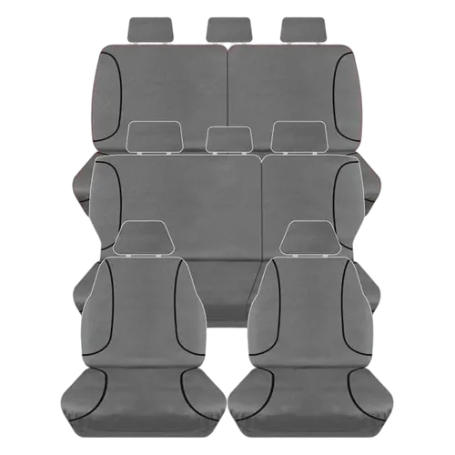 Tuff Terrain Canvas Grey Seat Covers to Suit Toyota Landcruiser 200 Series Wagon GXL 8 Seater 07/09-On FRONT/MIDDLE/REAR