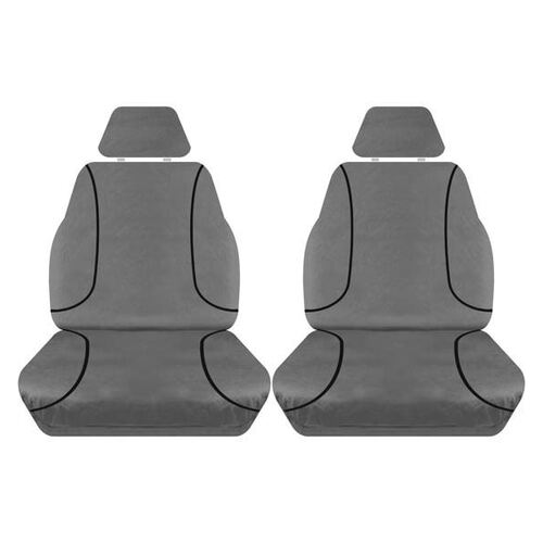Tuff Terrain Canvas Grey Seat Covers to Suit Toyota Landcruiser Wagon (VDJ76) Double Cab 07-On FRONT