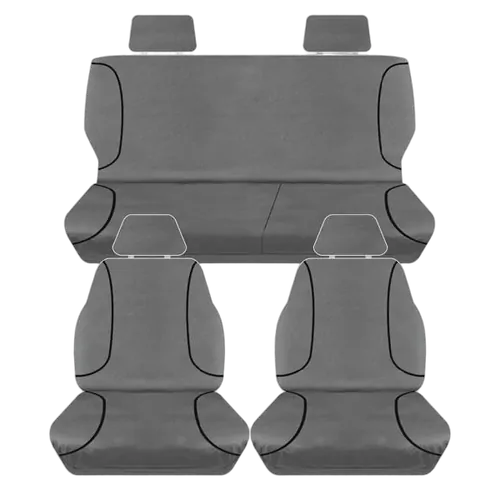 Tuff Terrain Canvas Grey Seat Covers to Suit Toyota Landcruiser 100 Series Wagon GXL RV 98-07 FRONT/MIDDLE