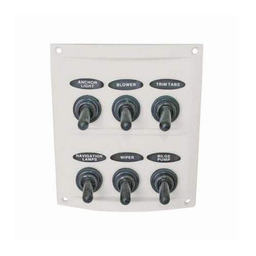 White Splashproof 6 Switch Panel