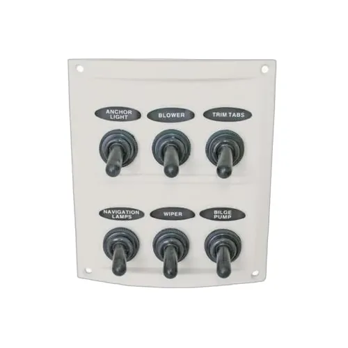 White Splashproof 6 Switch Panel
