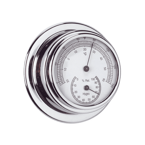 Anvi Chrome Plated Brass Thermometer & Hygrometer Combo -70mm Dia Face