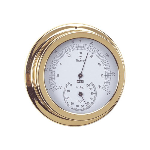 Anvi Polished Brass Thermometer & Hygrometer Combo -120mm Dia Face
