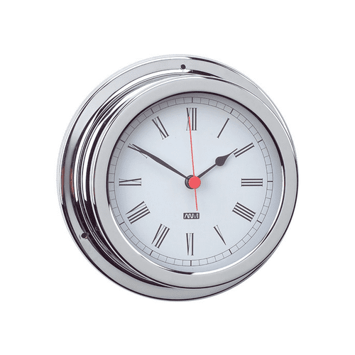 Anvi Chrome Plated Brass Clock With Roman Numerals - 120mm Dia Face