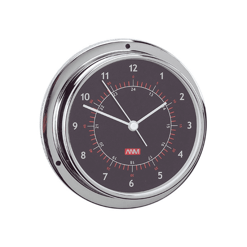 Anvi Chrome Plated Brass Clock With Black Face - 95mm Dia Face