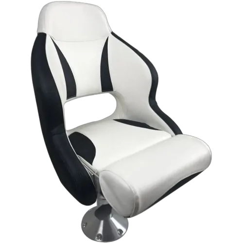 Admiral Compact Flip-Up Helmsman Seat White /Black Carbon Fibre Pattern