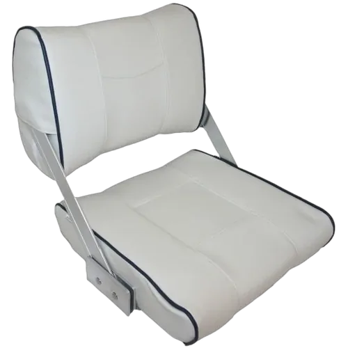Deluxe Flip - Back Seat - Ivory White/Dark Blue Piping
