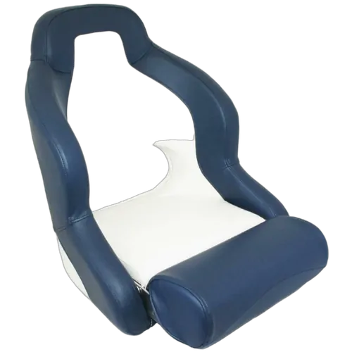 Compact Flip-Up Admiral Helmsman Seat - Dark Blue/White