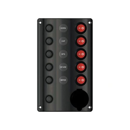 Switch Panel 5 Switch & Cigarette Socket 12V