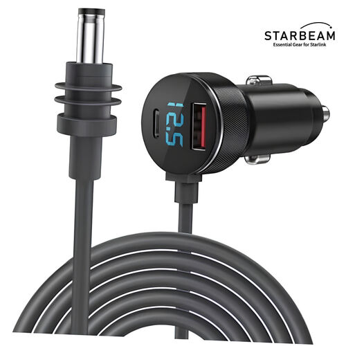 STARBEAM Starlink Mini 12/24V DC 3m LCD Screen Cigarette Lighter Power Cable
