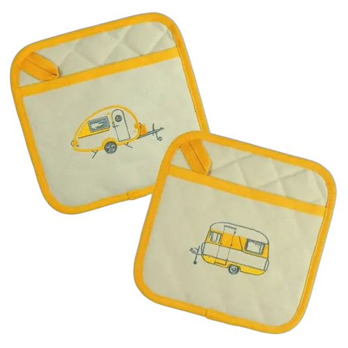 Van Go Collections Embroidered Pot Holders Teardrop Caravan Autumn
