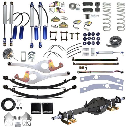 Superior Outback Tourer Australia Wide Legal Leaf Sprung 2 Inch Lift, Suit 33-34 Inch Tyres, Track Corrected Chromoly Diamond Diff, 4.2T GVM Suitable