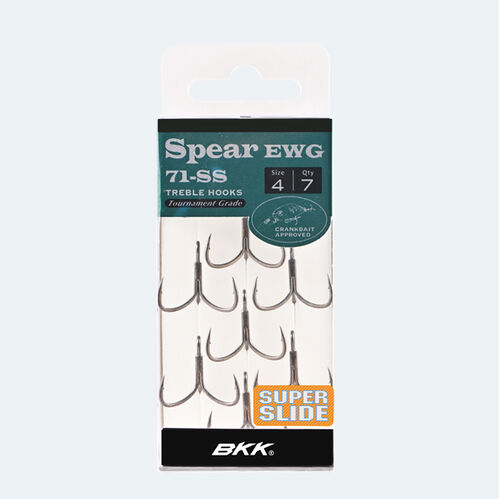 BKK Spear EWG-71 SS Treble Hooks - #4 - 7 Per Pack