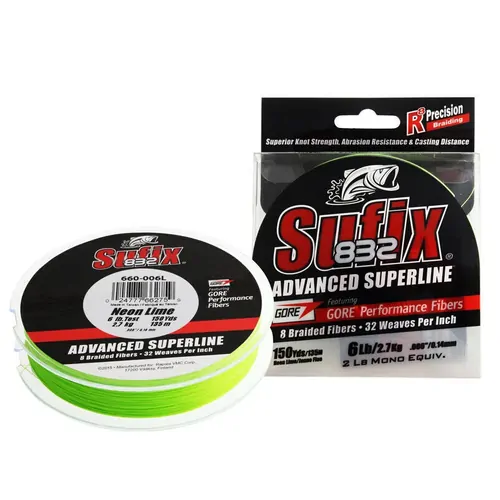 Sufix 832 Braid 40lb 150yds Neon Lime