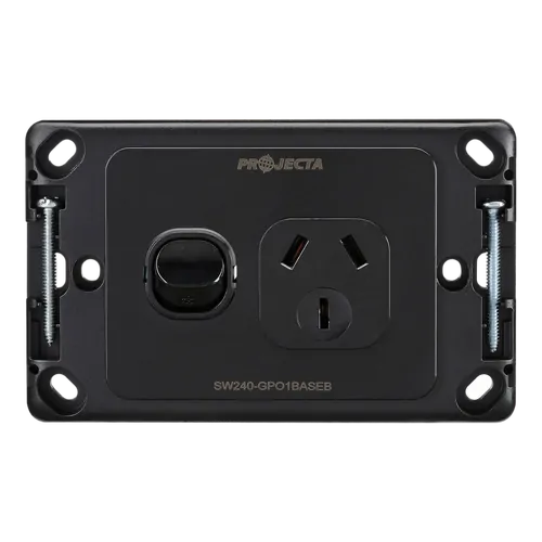 Projecta 10A Single Gpo Power Point - Black Without Fascia