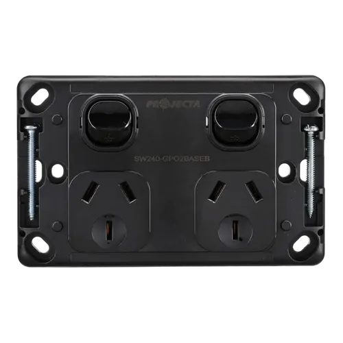 Projecta 10A Double Gpo Power Point - Black Without Fascia