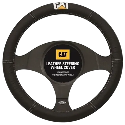 CATERPILLAR LEATHER STEERING WHEEL COVER SWCATBLK